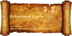 Hohenberg Ervin névjegykártya