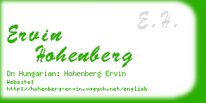 ervin hohenberg business card
